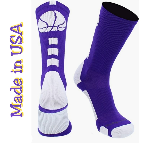 Mad Sports Stuff Basketball Socks Purple Cushion Compression - Picture 1 of 5